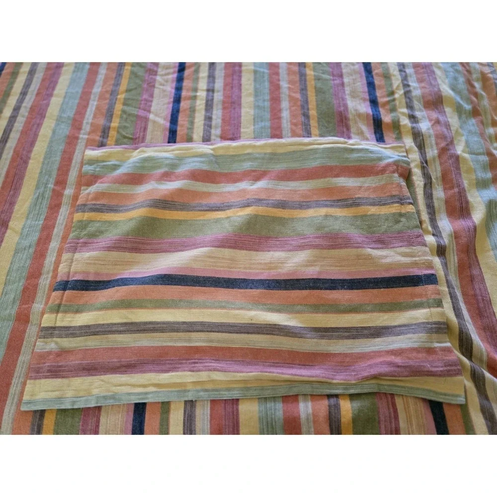 Pottery Barn King Duvet Cover Foundations Logan Stripe Orange Multicolor Stripe
